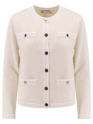 Kendra Button-Up Crew Neck Cardigan Ivory - TORY BURCH - BALAAN 1