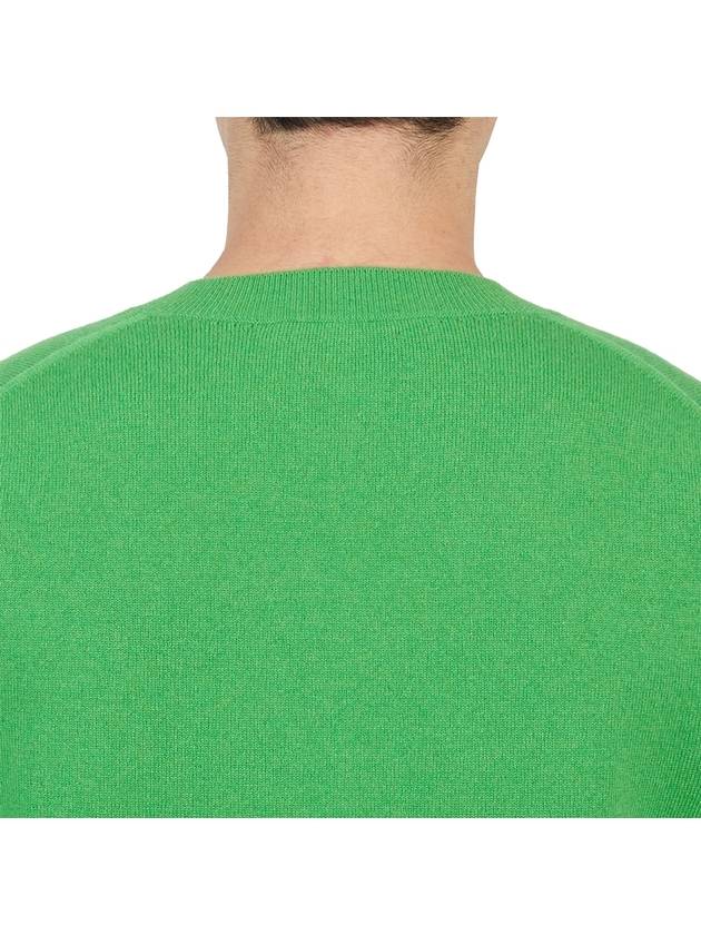 Men's Cashmere Embroidered Logo V-Neck Knit Top Green - GUCCI - BALAAN 8