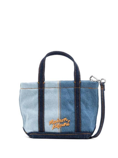 Fox Head Denim Tote Bag Blue - MAISON KITSUNE - BALAAN 1