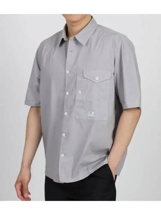 Cotton Popeline Short Sleeve Shirt Grey - CP COMPANY - BALAAN 2