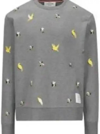 Embroidered Crew Neck Cotton Sweatshirt Grey - THOM BROWNE - BALAAN 2