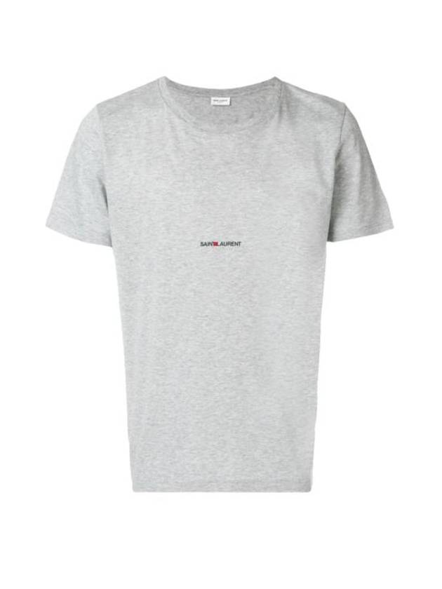 Men's Small Logo Short Sleeve T-Shirt Grey - SAINT LAURENT - BALAAN 7