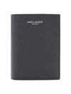 Logo Grain Leather Half Wallet Black - SAINT LAURENT - BALAAN 3