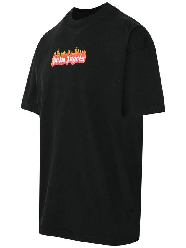 Men's Logo Burning Short Sleeve T-Shirt Black - PALM ANGELS - BALAAN 3