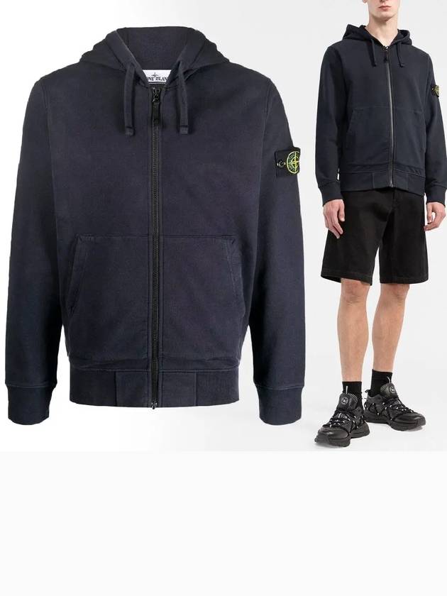 Wappen Patch Cotton Hooded Zip-Up Navy - STONE ISLAND - BALAAN.