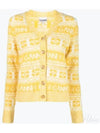 Intarsia Logo Wool V-Neck Cardigan Yellow - GANNI - BALAAN 2