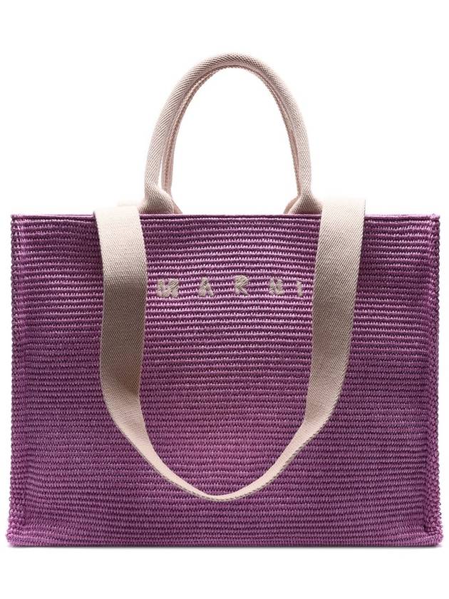 Raffia East West Tote Bag Purple - MARNI - BALAAN 3