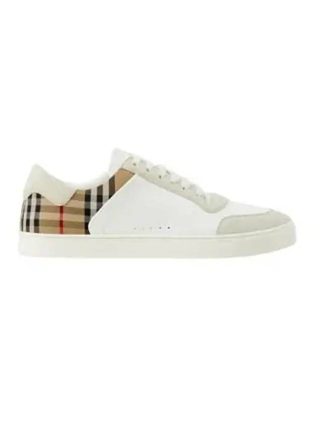 Check Leather Suede Sneakers Natural White Archive Beige - BURBERRY - BALAAN 2