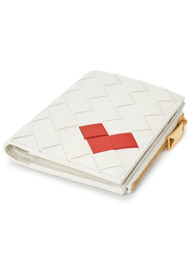 Intrecciato Heart Detail Leather Half Wallet White - BOTTEGA VENETA - BALAAN 4