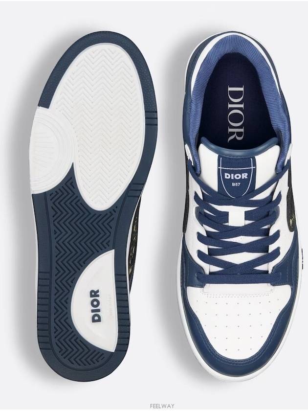 Oblique Detail Leather Low Top Sneakers White Navy - DIOR - BALAAN 5