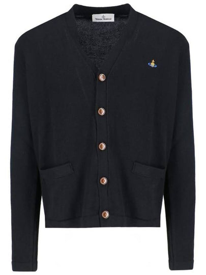 V Neck Cotton Cardigan Black - VIVIENNE WESTWOOD - BALAAN 2