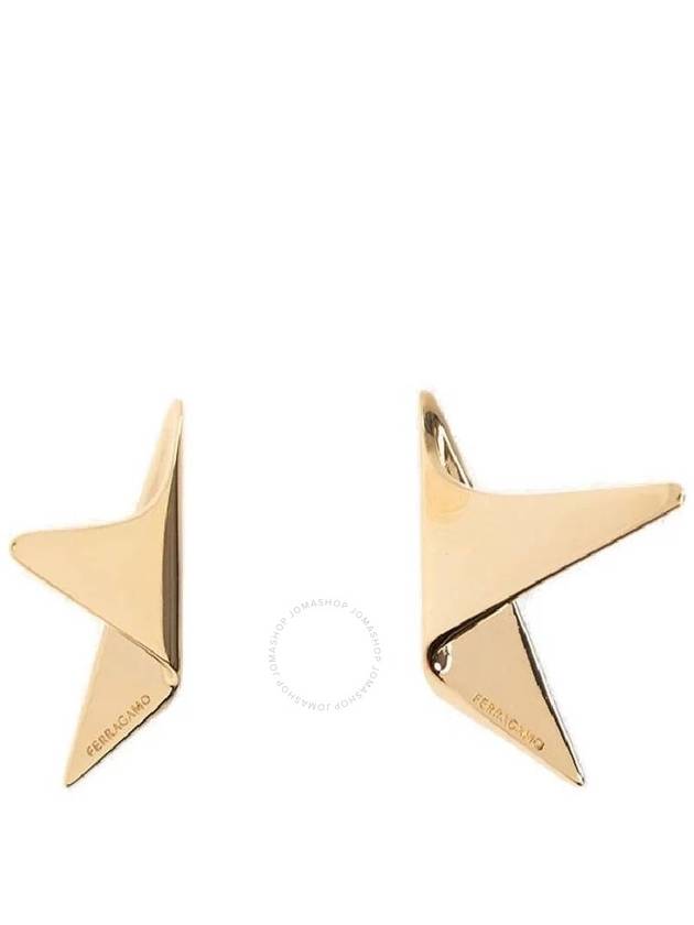 Ferragamo Ladies Gold Star Logo Engraved Earrings - SALVATORE FERRAGAMO - BALAAN 1