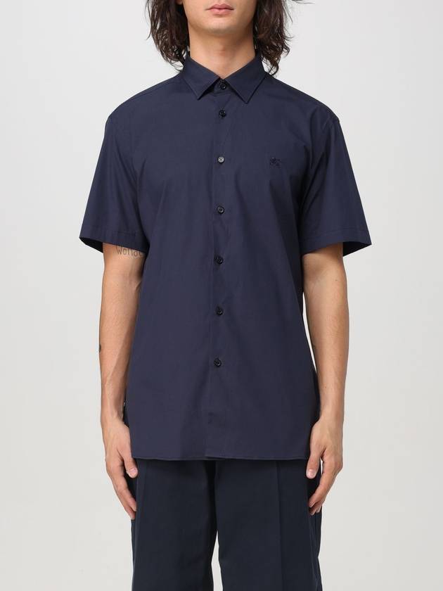 NAVY BLUE COTTON SHIRT 8079595A1222 - BURBERRY - BALAAN 2