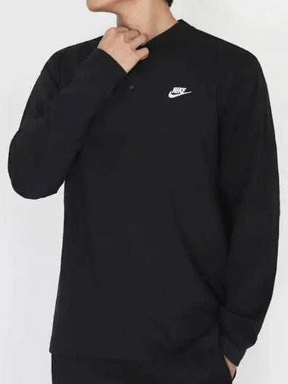 Club Long Sleeve Henry M Black White FZ6631 010 - NIKE - BALAAN 2