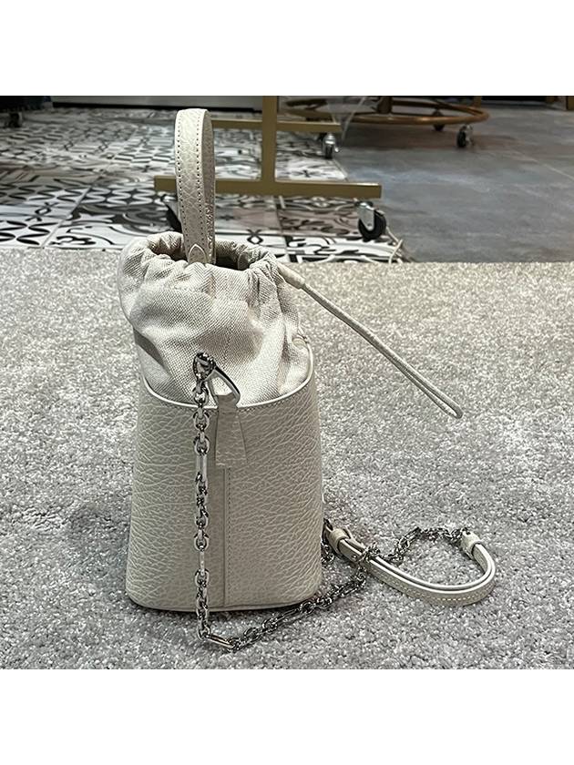 5AC Number Logo Texture Leather Bucket Bag Grey - MAISON MARGIELA - BALAAN 5