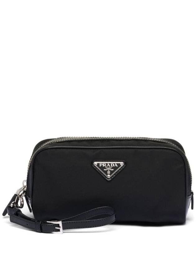 Re-Nylon Brushed Leather Pouch Black - PRADA - BALAAN 2