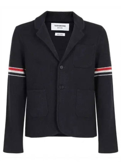 Arm Banding Texture Jacquard Wool Jacket Navy - THOM BROWNE - BALAAN 2