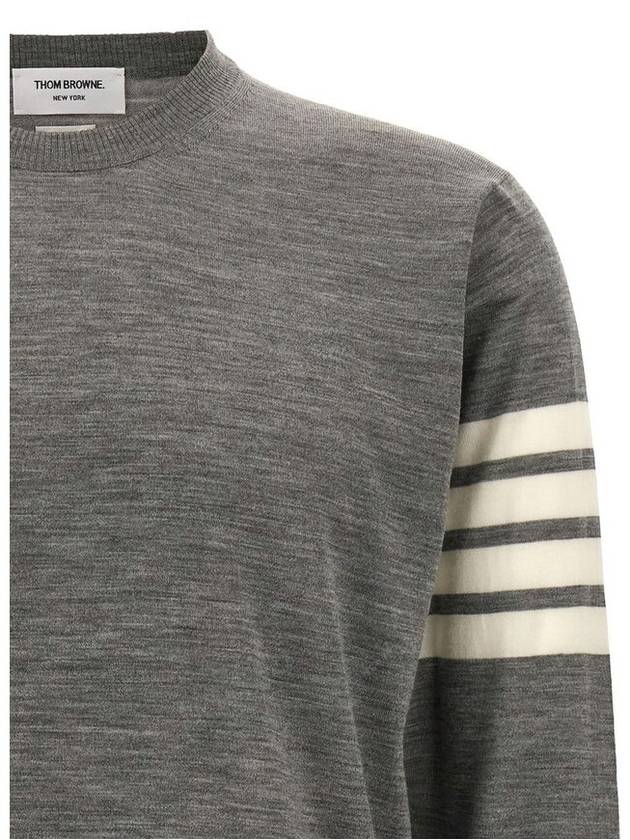 4 Bar Armband Classic Merino Wool Knit Top Light Grey - THOM BROWNE - BALAAN 4