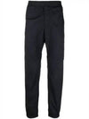 Men's Compass Patch Light Stretch Cotton Canvas Track Pants Navy - STONE ISLAND - BALAAN 2