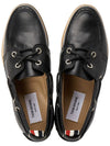 Men's Vitello Calf Leather Boat Shoes Black - THOM BROWNE - BALAAN 3