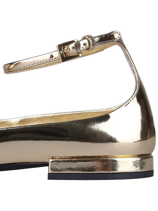 Metallic Leather Ballerinas Platinum Gold - PRADA - BALAAN 7