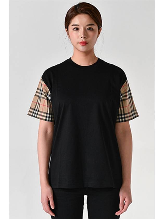 Vintage Check Sleeve Cotton Oversized T-shirt Black - BURBERRY - BALAAN 3