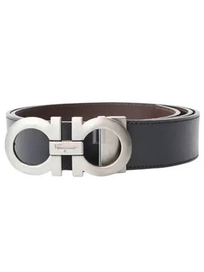 Gancini Reversible Adjustable Leather Belt Black Dark Brown - SALVATORE FERRAGAMO - BALAAN 2