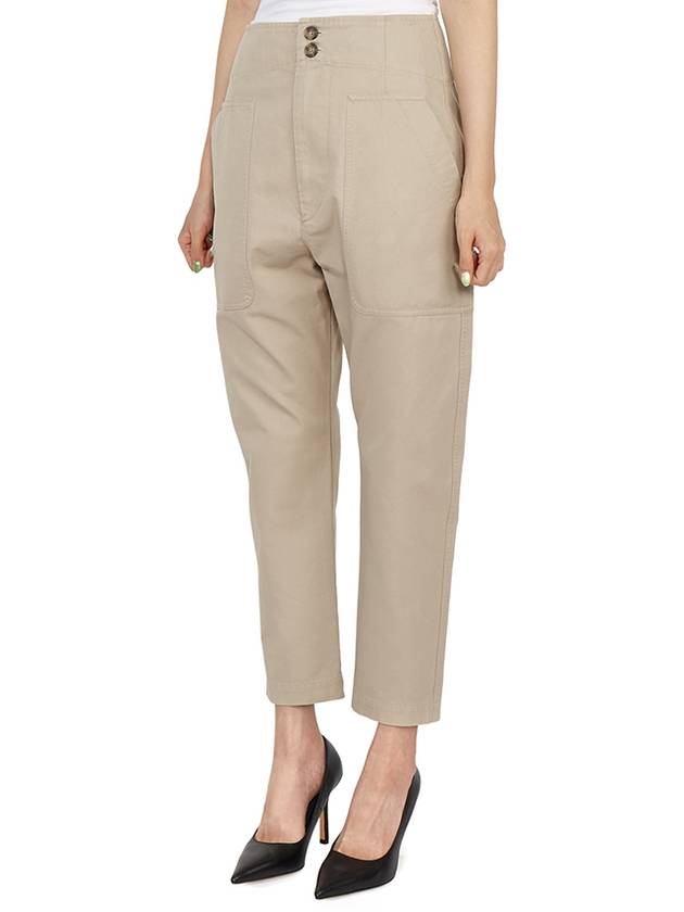 Pralunia High Rise Crop Pants Beige - ISABEL MARANT - BALAAN 5