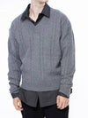 Men s M243TP07GR Dense Cable V neck Knit Gray - CHANCE'S NOI - BALAAN 3