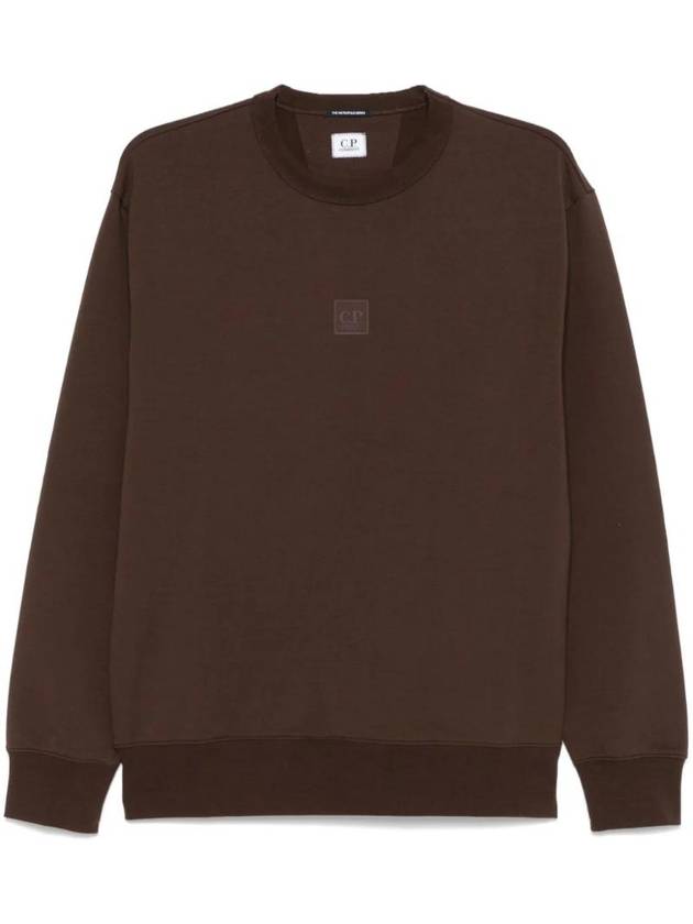 Stretch Fleece Crew Neck Sweatshirt Brown - CP COMPANY - BALAAN 1