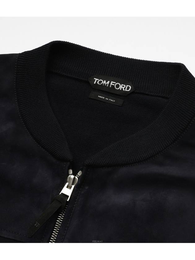 Zip-Up Wool Bomber Jacket Navy - TOM FORD - BALAAN 4