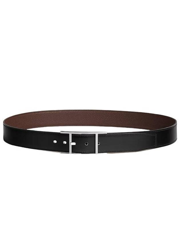 Quentin silver reversible belt black brown - HERMES - BALAAN 2