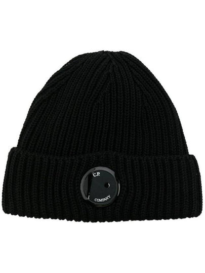 Lens Wappen Extra Fine Merino Wool Beanie Black - CP COMPANY - BALAAN 2