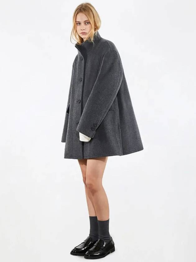 oversized china collar half coat melange gray - VOYONN - BALAAN 7