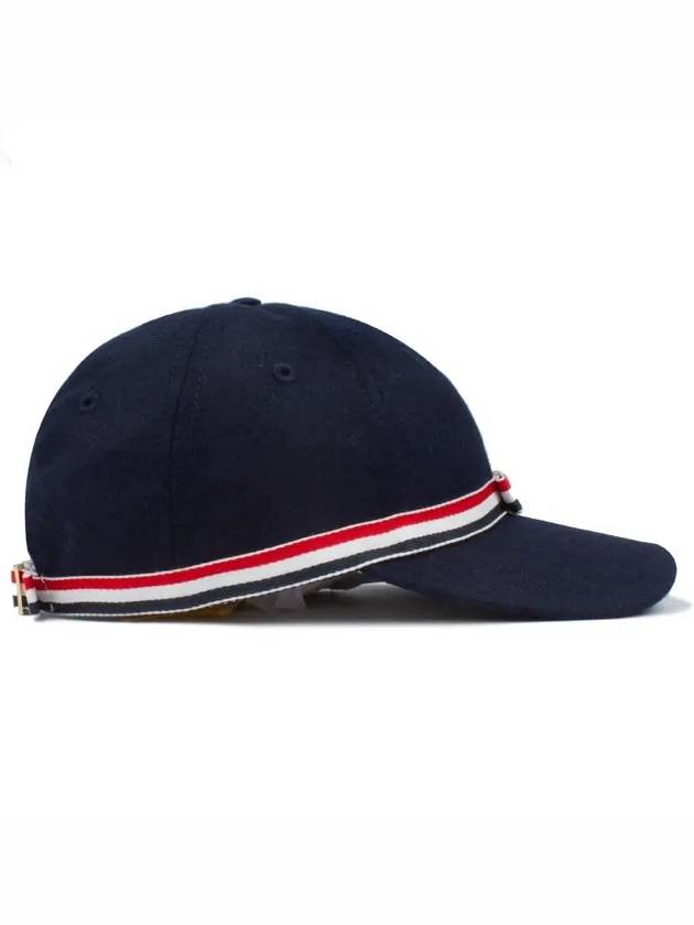 Bow Grosgrain Wool Flannel Ball Cap Navy - THOM BROWNE - BALAAN 5