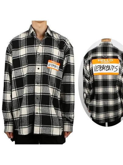 Name Tag Check Long Sleeve Shirt White - VETEMENTS - BALAAN 2