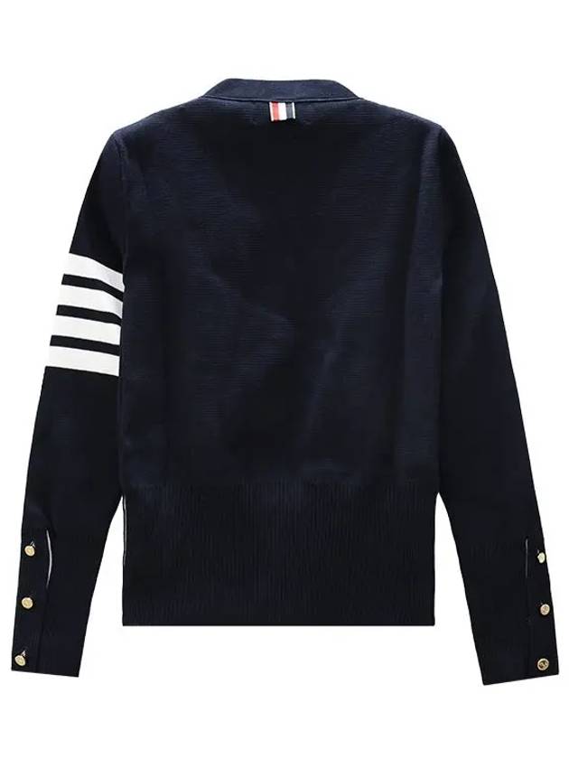 Cotton 4-Bar Milano Classic V-Neck Cardigan Navy - THOM BROWNE - BALAAN 8