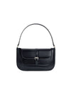 Miranda Semi Patent Leather Shoulder Bag Black - BY FAR - BALAAN 1