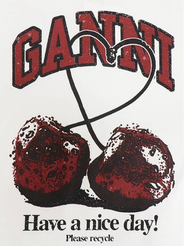 Logo cherry print short sleeve t-shirt - GANNI - BALAAN 7