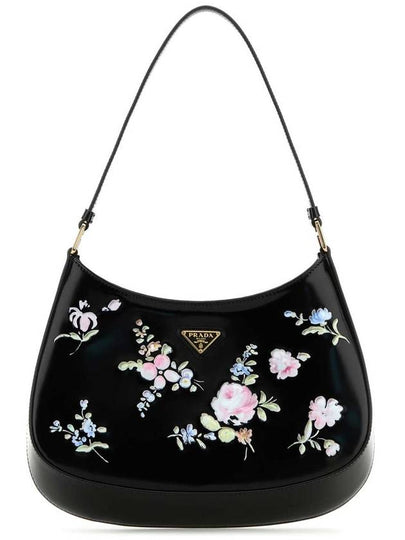 Cleo Printed Brushed Leather Shoulder Bag Black - PRADA - BALAAN 2