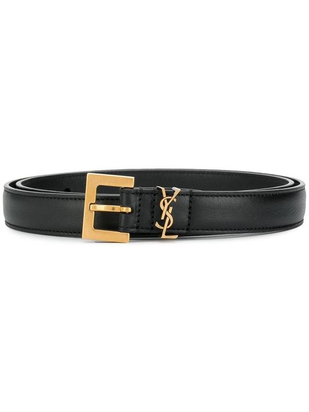 Monogram Square Leather Belt Black - SAINT LAURENT - BALAAN 2