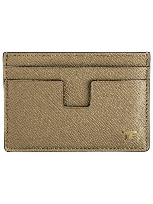 TF Logo Grain Leather Small Card Wallet Dark Beige - TOM FORD - BALAAN 2