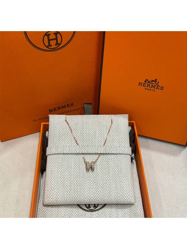 Necklace Mini PopAche Beige Rose Gold - HERMES - BALAAN 1