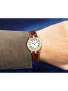 Santos Round White Dial Brown Crocodile Leather Band Women s Diamond Watch - CARTIER - BALAAN 9