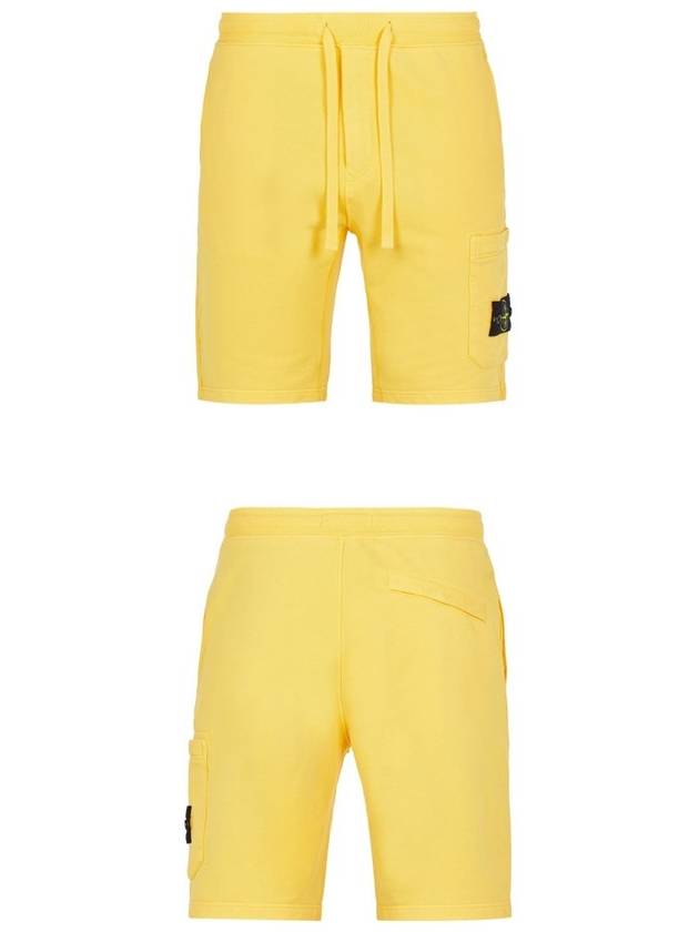 Waffen Patch  Fleece Bermuda Shorts Yellow - STONE ISLAND - BALAAN 5