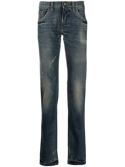 Men's Distressed Mid-Rise Slim Fit Jeans Blue - DOLCE&GABBANA - BALAAN 2