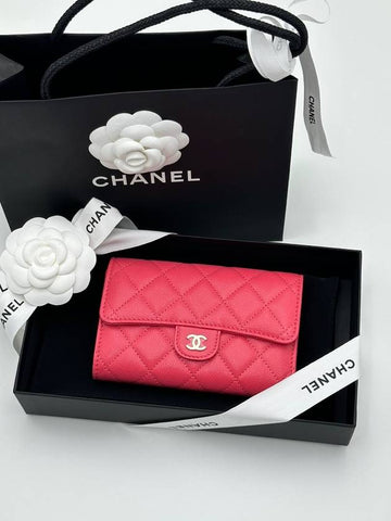 Classic medium wallet caviar pink gold plated AP0232 - CHANEL - BALAAN 1