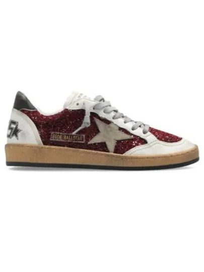 Ball Star Bordeaux Glitter Low Top Sneakers Red - GOLDEN GOOSE - BALAAN 2