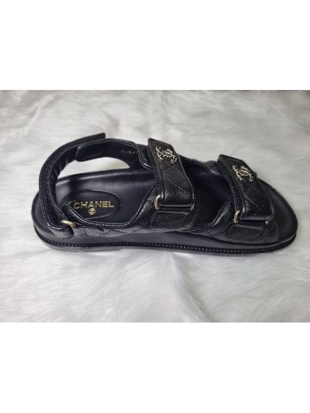 Women's CC Logo Velcro Sandals Gold Black - CHANEL - BALAAN 6