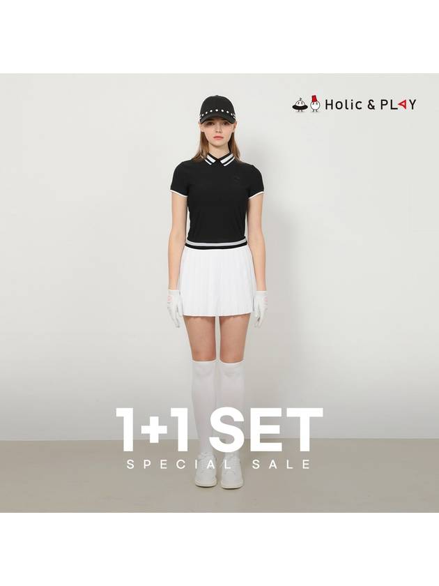 SET Women s Line T Shirt Pleated Shorts - HOLIC&PLAY - BALAAN 1